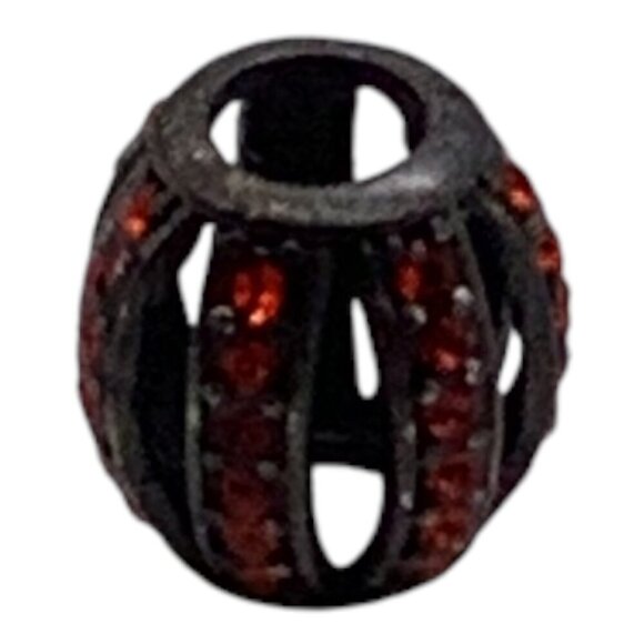 Everbling Jewelry - European‎ Style Spacer Bead With Red Rhinestones For Bracelets Unisex Black